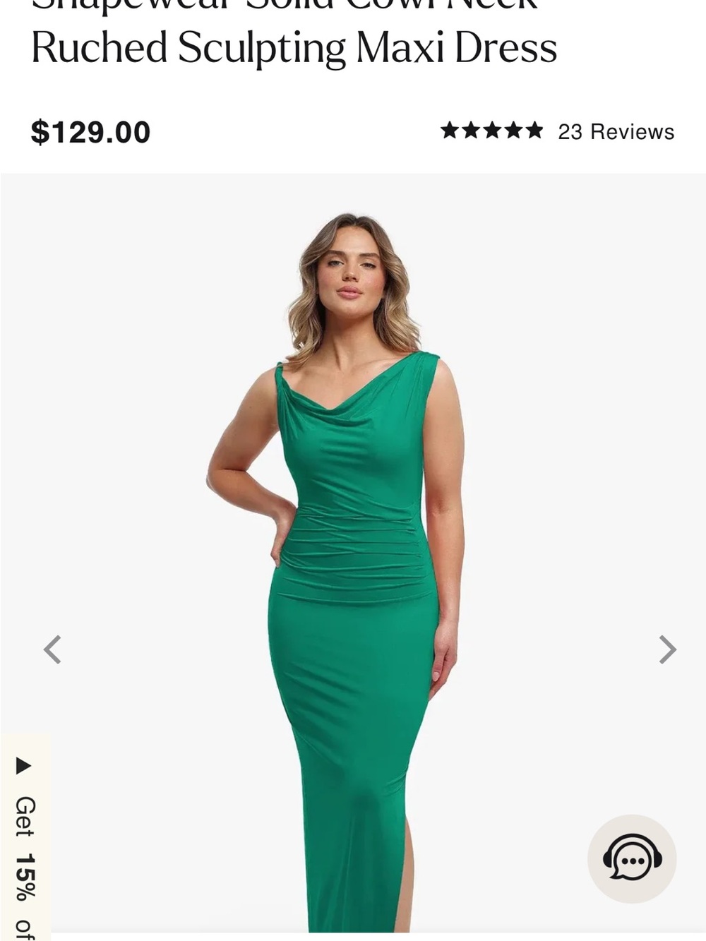 Shapewear Solid Cowl Neck Ruched Sculpting Maxi Dress - Picture 4 of 6